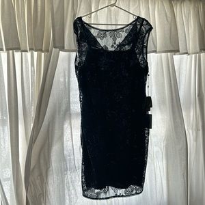 Navy lace and sequin dress